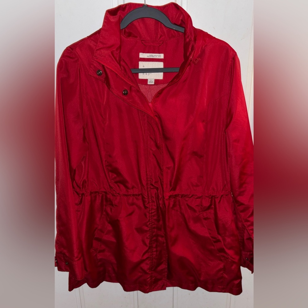 a new day Women's Red Utility Water Resistant Jacket w/hood Large